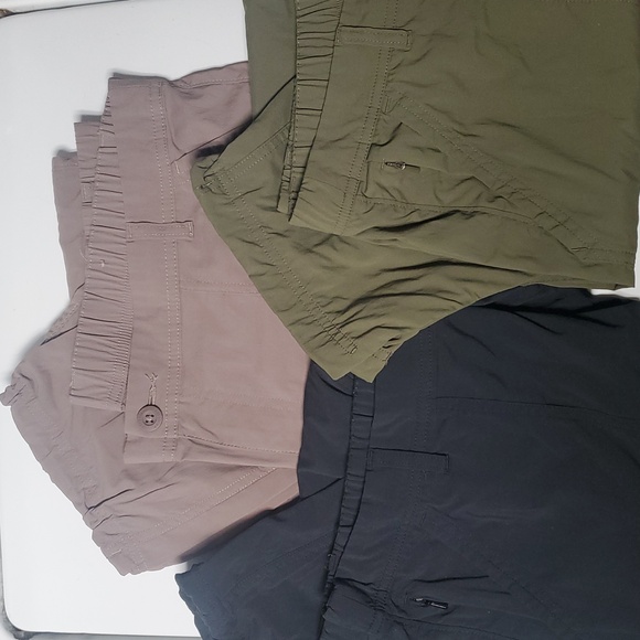 REI Co-Op Womens Nylon Spandex Hiking Pants Size 16 Petite 3 Pc Black Tan Green - Picture 1 of 16